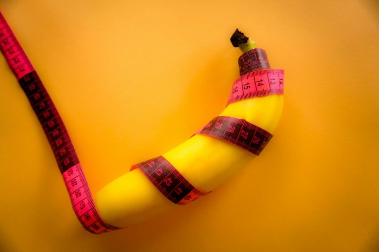 banana fruit wrapped with a measuring tape