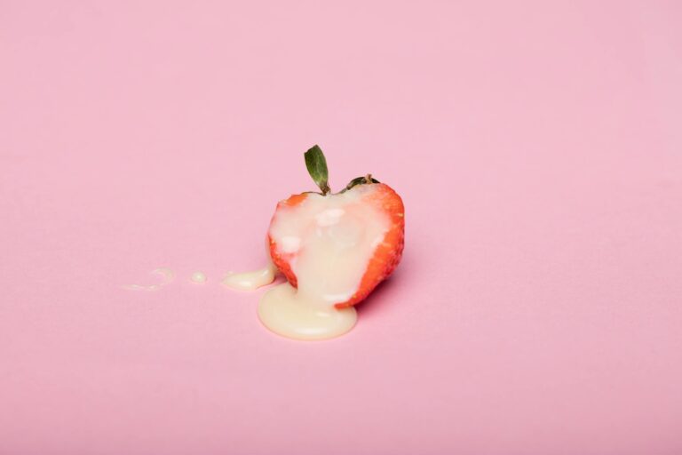 sliced strawberry in close up shot
