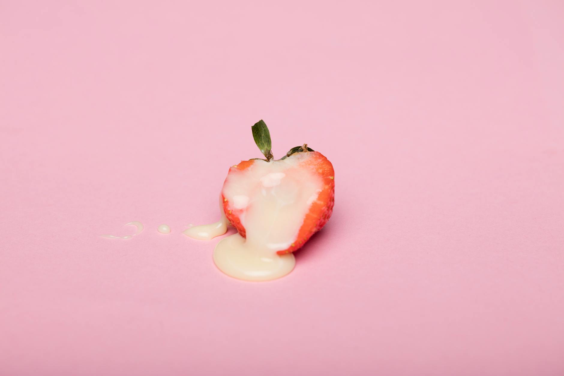 sliced strawberry in close up shot