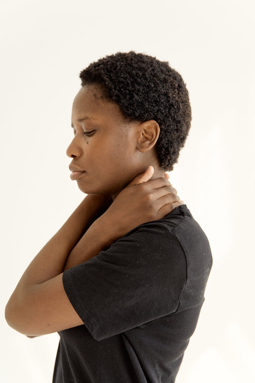 a woman in black shirt